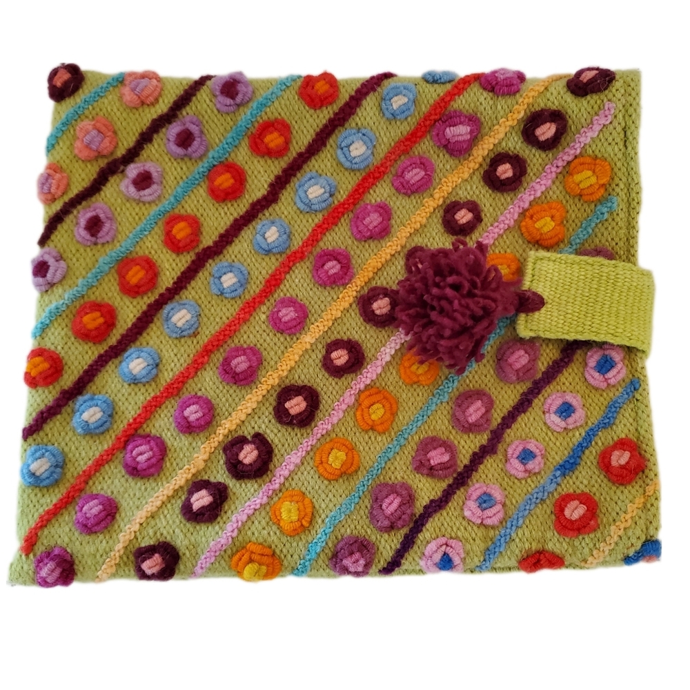 Sweet Turns Vibrant Embroidered I-Pad Case with Floral Accent 10.5" L X 9" W